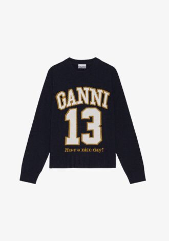 Graphic Wool Mix Baseball Jumper