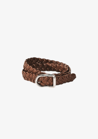 Mija Leather Braided Belt Mahogany