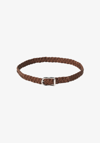 Mija Leather Braided Belt Mahogany