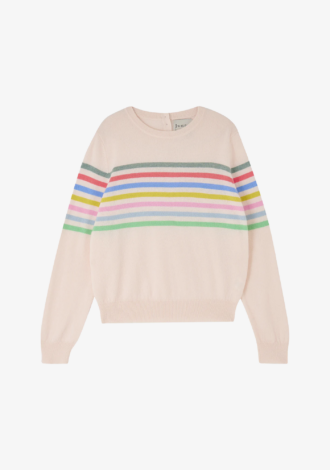 Cashmere Multi Stripe Block Crew