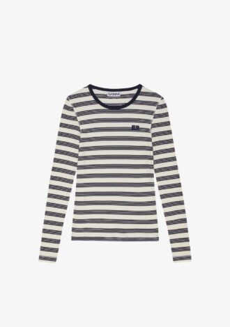 Striped Cotton Rib Long Sleeve Top