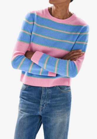 Cashmere Textured Stripe Crew