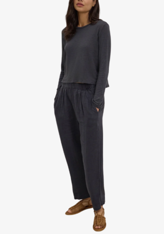 Gini Linen Tapered Trousers Shadow