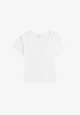 Laura V Neck Tee White