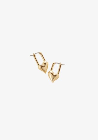 Padlock Heart Huggie Earrings Gold