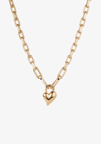 Padlock Heart Pendant Necklace Gold