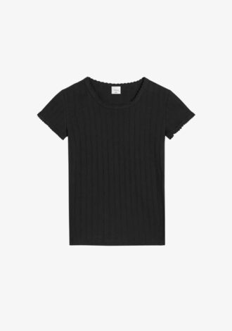 Pointelle Slim Fit Tee Black