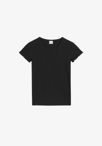 Pointelle Slim Fit Tee Black