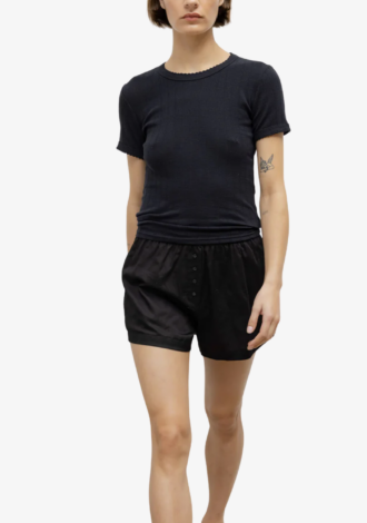 Pointelle Slim Fit Tee Black