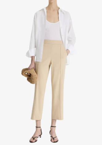 Tapered Pull On Trousers In Pale Nut